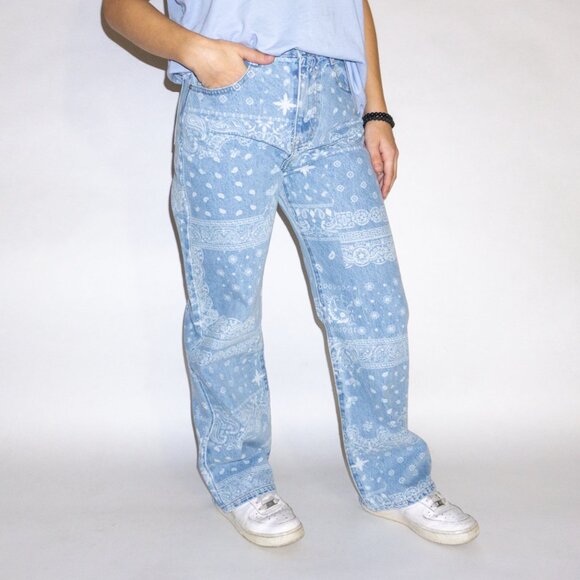 Eight Jeans Blue White Painted Size 27 - Picture 2 of 6